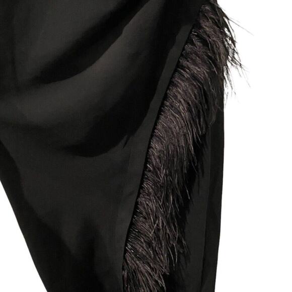 Derek Lam 10 Crosby Nellie Black Cowl Neck Feather Trim Midi Dress Size 2 NWT - Picture 9 of 11